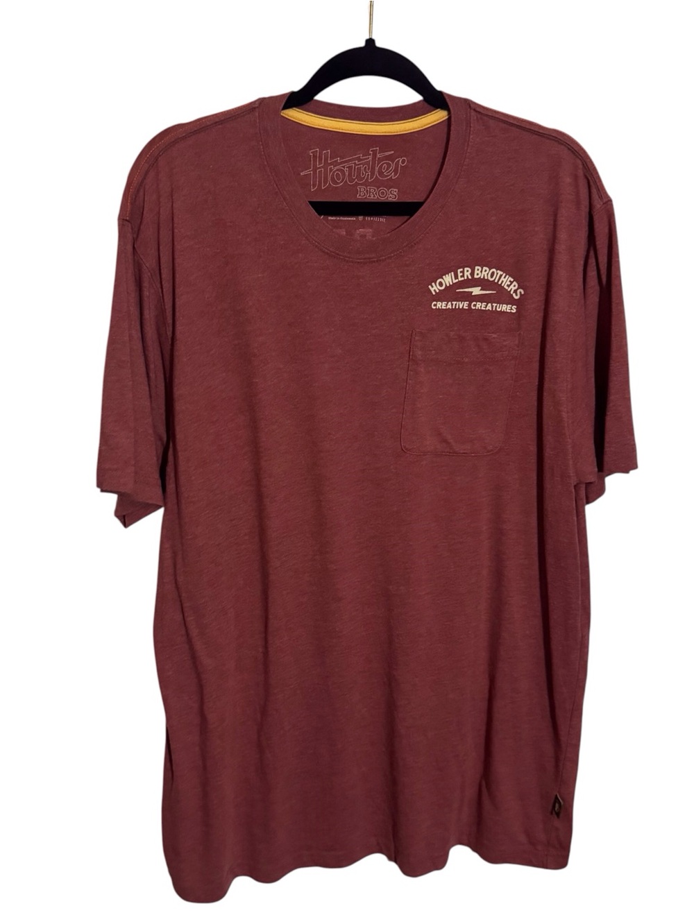 Howler Brothers X-Large Pocket Snake Graphic Tee T-Shirt Maroon Short Sleeve